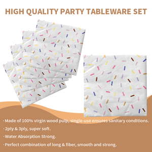 Donut Sprinkles Suministros para fiestas <span class=keywords><strong>Platos</strong></span> <span class=keywords><strong>y</strong></span> <span class=keywords><strong>vasos</strong></span> <span class=keywords><strong>de</strong></span> papel Servilletas Juego <span class=keywords><strong>de</strong></span> <span class=keywords><strong>vajilla</strong></span> desechable para fiestas - Product Image 5