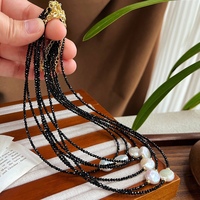 Collier de perles d'été tendance, collier baroque fin à perles, colliers noirs pour femmes