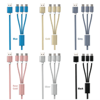 Câble USB tressé en nylon 3-en-1 à chargement rapide 1,2 m 2,1 A avec connecteurs Micro/8 broches/Type-C pour imprimantes et appareils mobiles, personnalisable avec logo