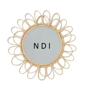 Miroir mural en bambou gravé à la main, décoratif, artisanal, pour hôtel et maison, finition naturelle, pour la maison et l'hôtel - Product Image 1