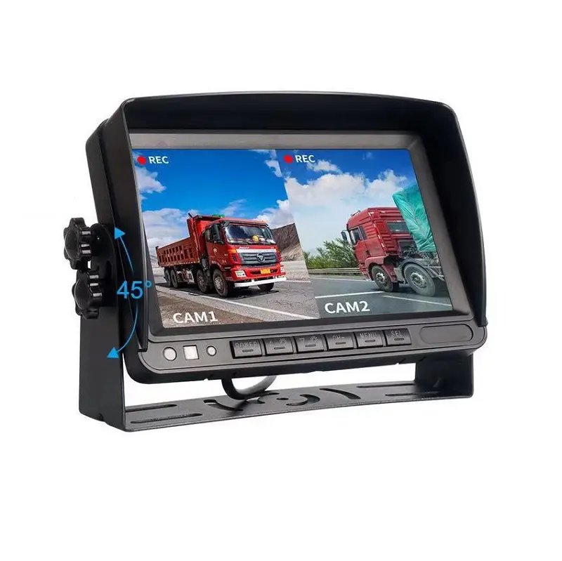 ระบบกล้องมองหลังกันน้ำแบบ Dual 1080P สำหรับรถบรรทุกด้านหน้าด้านหลังจอภาพกรณีโลหะ