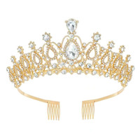 Vente chaude : Diadème de mariée princesse, peigne, accessoire de cheveux de mariage en alliage à strass stéréo, plaqué or, pour fiançailles