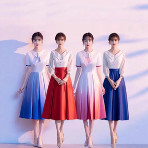 Choir Performance Costume Women College Style Elegant Host Conductor Outfit Stage Performance Evening Gown Coming Of Age - Product Image 1