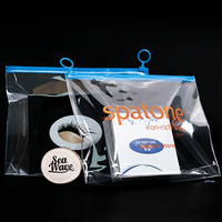 Bolsa con cremallera de PVC transparente azul al por mayor, bolsa con soporte, cierre de cremallera, plástico transparente para embalaje de relojes