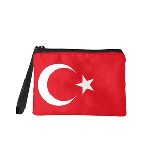Pochette zippée personnalisée drapeau turc, sac à main, porte-monnaie, sac portable de haute qualité, cadeau pour femmes et hommes, prix bas, vente en gros d'usine - Product Image 1