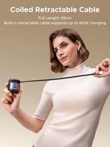 Ugreen x605 65W có thể thu vào <span class=keywords><strong>USB</strong></span> C sạc gan sạc nhanh tường sạc <span class=keywords><strong>adapter</strong></span> <span class=keywords><strong>2</strong></span> cổng với cáp có thể thu vào - Product Image 6