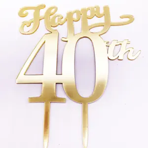 快乐40号亚克力蛋糕礼帽DIY生日快乐装饰婚礼、订婚、派对、毕业、周年纪念