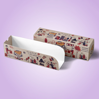 Boîtes à hot-dogs personnalisées, emballage de saucisses, contenants à saucisses, emballage alimentaire personnalisé, supports de marque imprimés, restauration rapide sur mesure