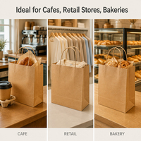 Bolsas de Papel Kraft Blancas Ecológicas con Asas Resistentes para Compras en Boutiques y Uso Minorista, Suministro de Fábrica al por Mayor Duradero