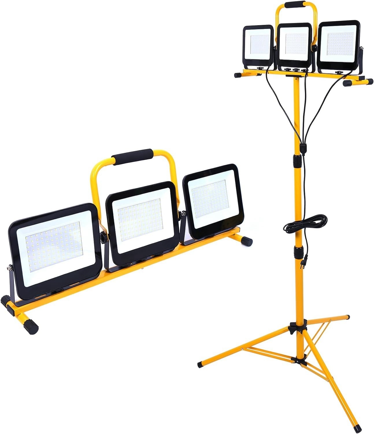 Adjustable Foldable Tripod Stand 225W 22500 Lumen Three Head LED Work Light Individual Switch Lights Portable Workshop Use IP66