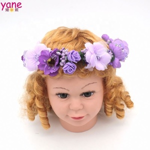 थोक फूल लड़की हेडबैंड बाल सहायक उपकरण मुकुट सजावटी हस्तनिर्मित लोचदार लेस फूल बाल बाल - Product Image 6