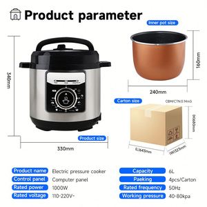 Cuisinière à pression électrique intelligente de grande capacité 6L, multifonctionnelle, en aluminium antiadhésif, en acier inoxydable, pour usage domestique - Product Image 5