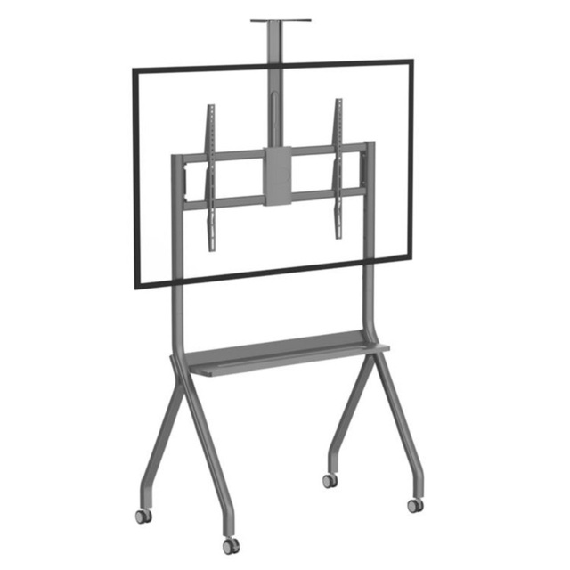 QDE Steel Mobile Floating Floor Standing TV Cabinet on Wheels Portable TV Trolley with Interactive Whiteboard Stand