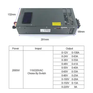 2000w 24v 83A 스위칭 전원 공급 장치 출력 전압 및 전류 조절 smps LED 디지털 디스플레이 psu S-2000-24