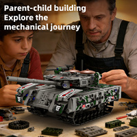 Ensemble de jouets de construction de tank télécommandé 5-en-1 en blocs de construction en plastique ABS, avec voitures, avions et la programmation par application