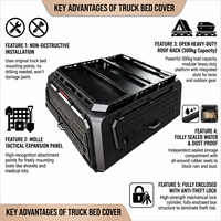 Coque de camping-car robuste en aluminium étanche pour pick-up, vente en gros directe usine, avec serrure à clé, ajustement universel, personnalisable
