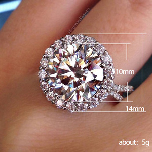 Bague en diamant F819, taille brillant rond, couleur D naturelle, halo, style classique pour femme - Product Image 5
