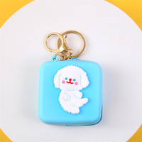 Dompet koin ritsleting silikon anak-anak, Gantungan Kunci kecil silikon karet bulat & tempat kartu