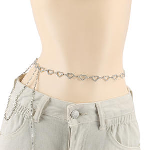 Chaîne de taille en métal avec strass, design cœur, bijoux de mode pour robe, été, printemps, automne, blanc K Y558 - Product Image 1