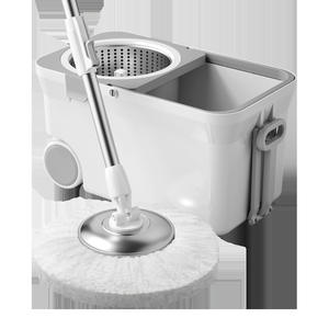 Serpillère rotative Yongkang, ronde, blanche et grise, tête pivotante à 360 degrés, outil de nettoyage à déshydratation automatique pour sols domestiques - Product Image 4