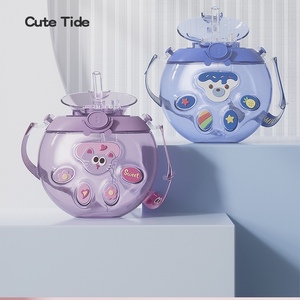 Phim hoạt hình mới <span class=keywords><strong>donut</strong></span> với rơm phun, hình dạng Dễ Thương Dây đeo di động, sinh viên nhựa phim hoạt hình chai nước - Product Image 2