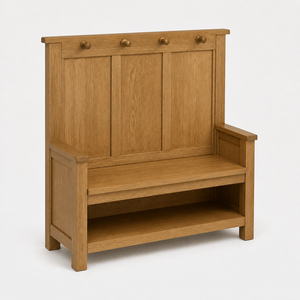 Banc à chaussures rustique en chêne du Vietnam en gros - Banc de rangement en bois avec étagères pour salon, mobilier moderne, export - Product Image 1