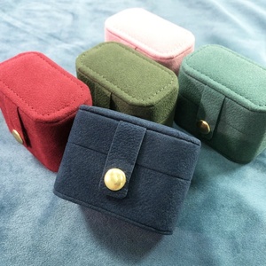 Mini Rectangular Snap Button Compact Velvet Jewelry <b>Storage</b> Ring Earring Necklace Portable Japanese-style Travel <b>Box</b> - Product Image 2