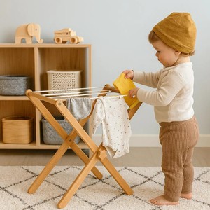 Séchoir à linge Montessori pour bébé, support de séchage pliable <span class=keywords><strong>en</strong></span> bois pour bébé, séchoir à linge pour bébé, séchoir à linge - Product Image 2