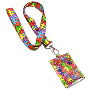 Patchfan Porte-clés et lanières de cou en sangle <span class=keywords><strong>pour</strong></span> clés et téléphones portables, avec motif puzzle de sensibilisation à l'autisme, porte-badges et colliers - Product Image 6