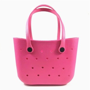 Wholesale custom eva plastic red waterproof simply new charm silicone beach tote large bogg bag