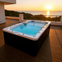 Piscine Spa Extérieure Moderne Portable Rectangulaire Blanche pour 3 Personnes en Acrylique avec Drain de Massage pour Bain à Remous