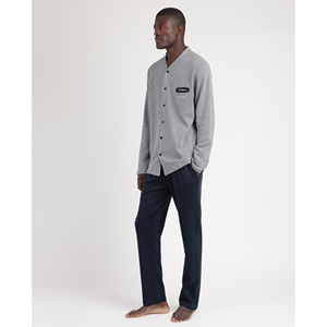 ANTONIO MIRO Conjunto de pijama de manga larga con hombros descubiertos para hombre Tallas grandes Algodón térmico Tela de seda de hielo XL Estilo corto Técnicas tejidas - Product Image 3