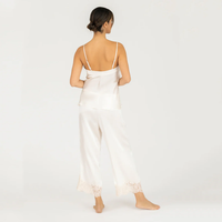 Ensemble pyjama pour femmes Beefey de haute qualité, élégant, léger, respirant, avec haut de camisole et pantalon, avec un design en dentelle
