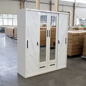 עיצוב מודרני אלמירה מתכת דלת הזזה ארון פלדה ארון בגדים חדר שינה ריהוט חדר שינה בגדים בגדים במלון - Product Image 2