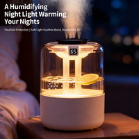 Humidificateur de bureau ultrasonique à 4 jets, 3,5 litres, grande quantité de brume, portable, pour chambre à coucher, maison, bureau, avec lumière nocturne