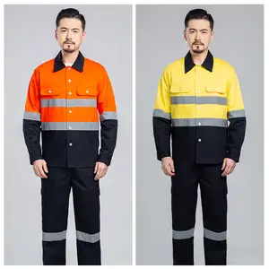 Oem Custom Reflecterende Veiligheid Hi Vis Werkkleding Industriële Jas En Broek Werkkleding Uniformen