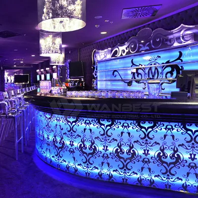 16เปลี่ยนสีสว่าง Led เฟอร์นิเจอร์บาร์เคาน์เตอร์ Custom Made Lounge ปาร์ตี้อะคริลิคไนต์คลับ