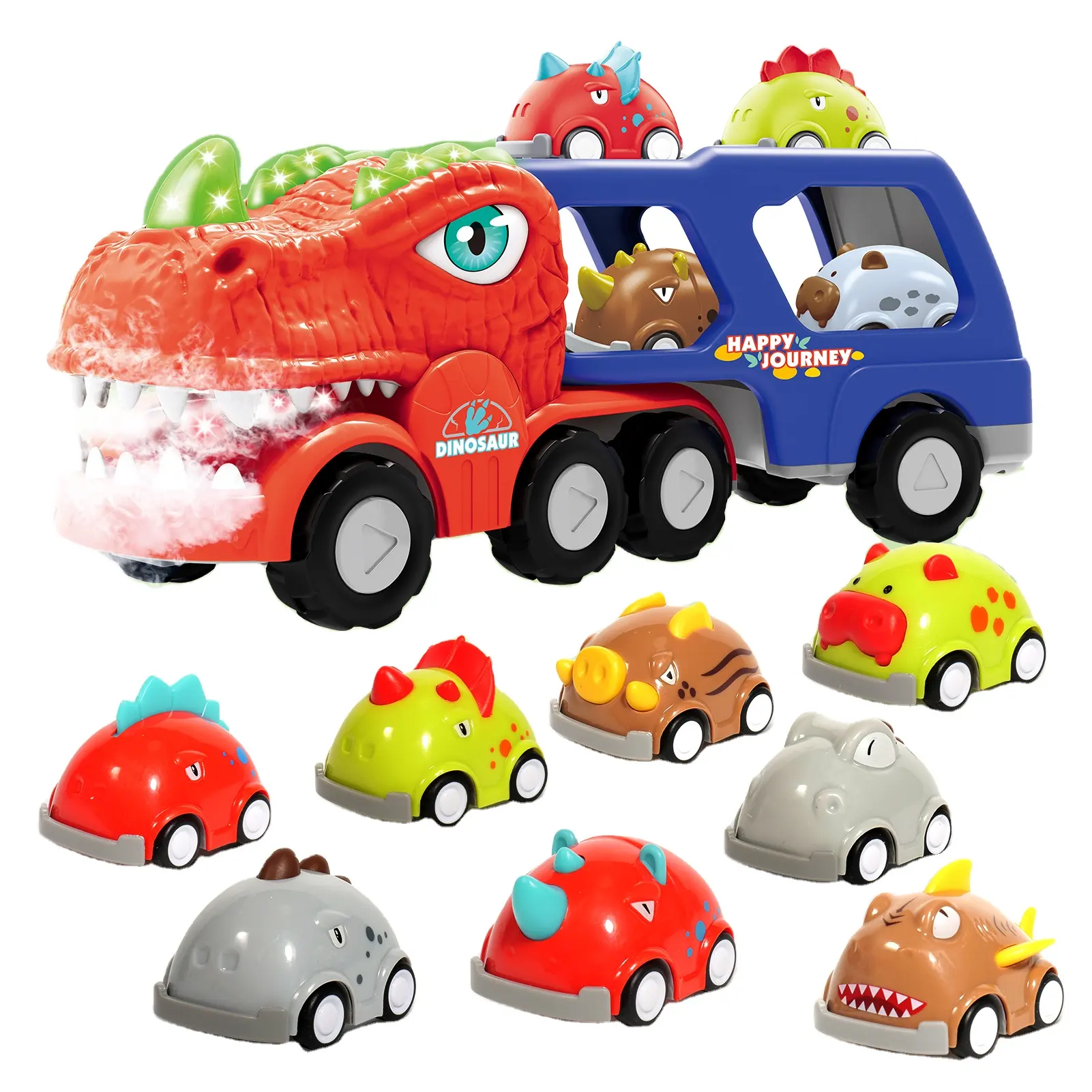 CPC Dinosaur Toy Pull Back Car toys, 6 Pack Dino Toys, Dinosaur Games with T-Rex kids toys vehicle car toy car with ramp