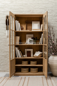 Minyu 2025, Aparador de madera de roble macizo de lujo europeo, de doble puerta vitrina de cristal para comedor, muebles para el hogar para sala de estar - Product Image 5