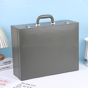 Boîte d'échantillons de carreaux de céramique et de pierre de quartz, <span class=keywords><strong>carte</strong></span> de couleurs, boîte d'échantillons d'éclairage personnalisable en cuir PU avec gaufrage doré, couleur <span class=keywords><strong>grise</strong></span> - Product Image 1