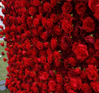 Panneau mural 3D en fleurs artificielles de roses en soie faites à la main, haute simulation, 8x8 pieds, pour mariage, Noël, Thanksgiving