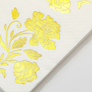 Serviettes imprimées à motif de pivoines, serviettes carrées à motif de pivoines en feuille d'or, pour les fêtes, les réceptions, les rassemblements et les événements haut de gamme - Product Image 3