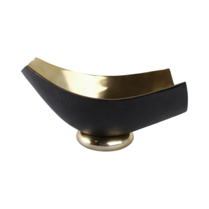 Ciotola decorativa ovale con finitura metallica elegante per centrotavola da caffè e decorazioni per la casa - Product Image 4