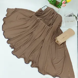 Newest Styles Netherlands Headscarf with Rhinestone Jacquard jersey Hijabs crystal stretch yfor Women Rhinestone Hijab scarves