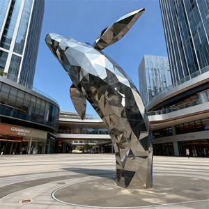 Hochwertige Maßgefertigte Große Wal-Skulptur aus Edelstahl, Geeignet für Gewerbeflächen und Gärten im Außenbereich - Product Image 2