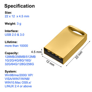 Mini Memoria USB Metálica Personalizable con Logotipo, Unidad Flash USB de 128gb 64gb 32gb 16gb 8gb 4gb 2gb 1gb, <span class=keywords><strong>Pendrive</strong></span> - Product Image 6