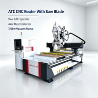 Routeur CNC ATC 9 kW 1325 2030 avec lame de scie pour la découpe de portes en bois