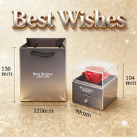 Coffret Cadeau Rose Éternelle avec Tiroir et Collier à Projection de Cœur - Cadeau Romantique pour Femme, Anniversaire de Mariage