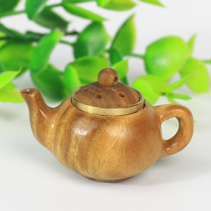 Pendentif théière en bois de santal, mini ornement sculpté en bois, porte-clés, décoration DIY, cadeau - Product Image 4