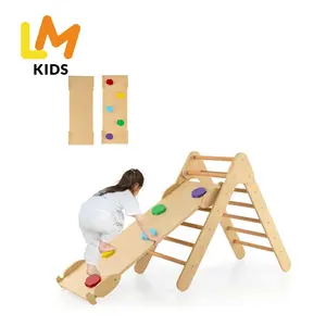 Lm trẻ em hàng đầu Toddler Jungle phòng tập thể dục piklers tam giác cho trẻ em tùy chỉnh bằng gỗ leo khung gấp piklers tam giác Bộ